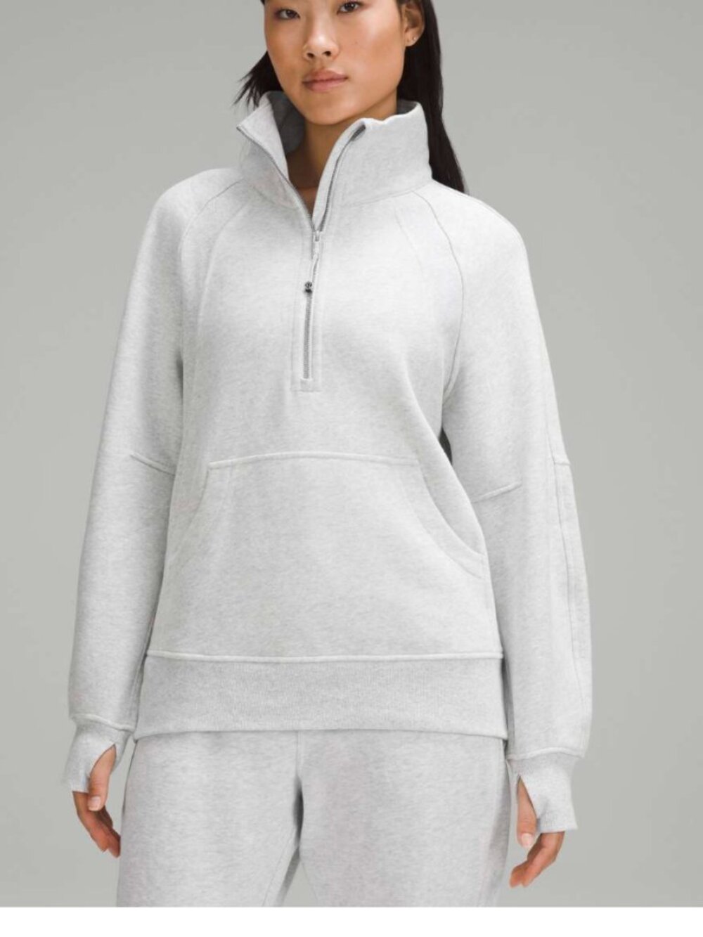 Lululemon Scuba Oversized Funnel-Neck Half Zip Heathered gray XS/S